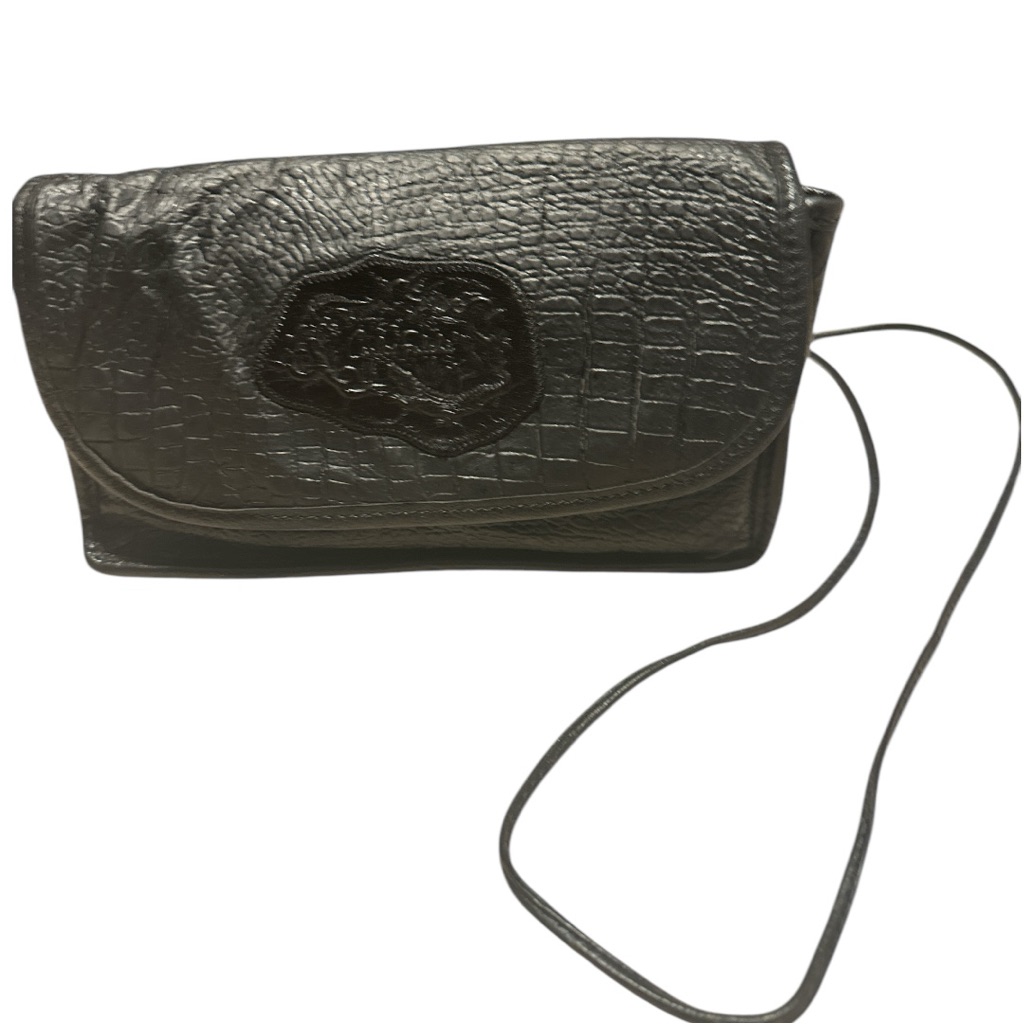 Carlos Falchi Vintage Black Crocodile Leather Crossbody